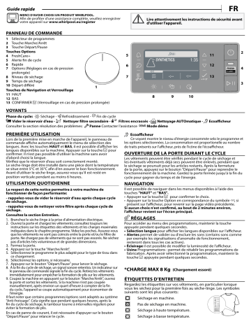 Whirlpool W6 D83WR BE Dryer Manuel utilisateur | Fixfr