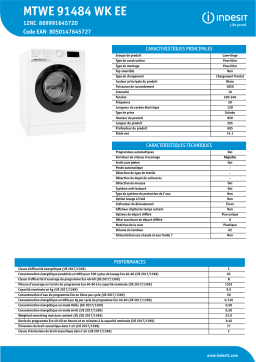 Indesit MTWE 91484 WK EE Washing machine Manuel utilisateur