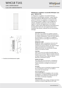 Whirlpool WHC18 T141 Fridge/freezer combination Manuel utilisateur