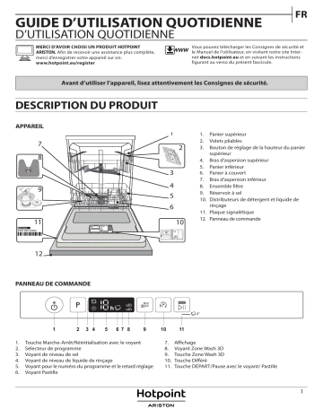 HOTPOINT/ARISTON HIC 3C26 CW Dishwasher Manuel utilisateur | Fixfr