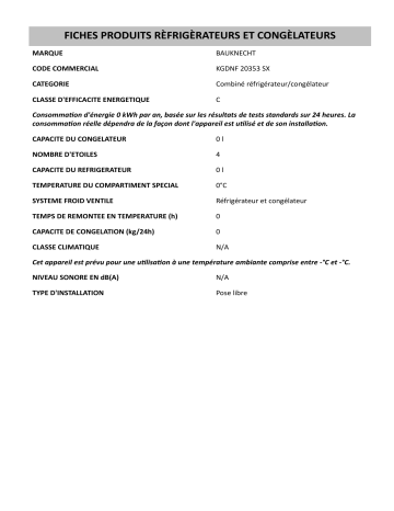 Bauknecht KGDNF 20353 SX Fridge/freezer combination Product information | Fixfr