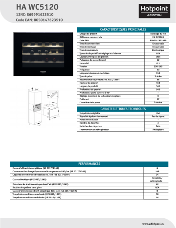 HOTPOINT/ARISTON HA WC5120 Winestorage Manuel utilisateur | Fixfr