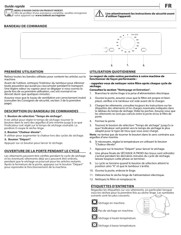 Indesit I1 D70W 60Hz Dryer Manuel utilisateur | Fixfr