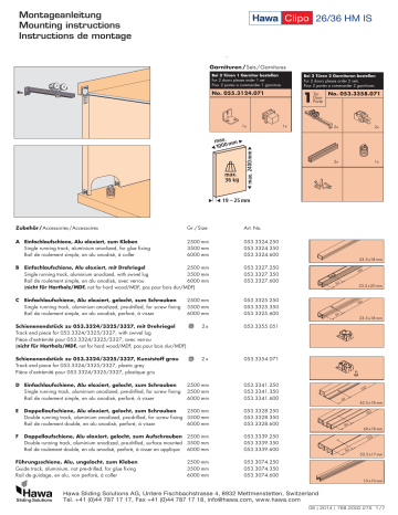 Hafele 405.02.404 Sliding Door Hardware  Mode d'emploi | Fixfr
