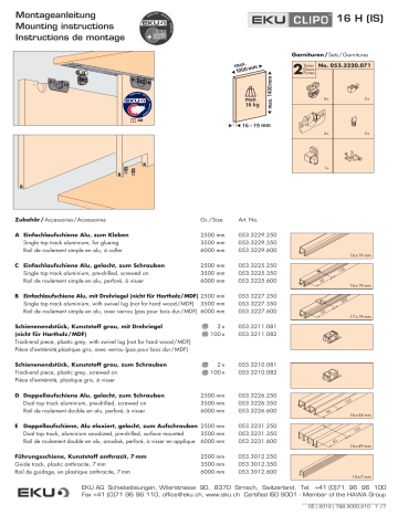 Hafele 405.82.118 Sliding Door Hardware  Mode d'emploi | Fixfr