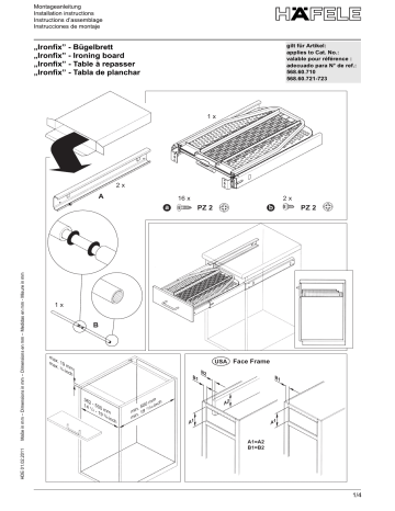 Hafele 568.60.710 Ironfix® Ironing Board  Mode d'emploi | Fixfr