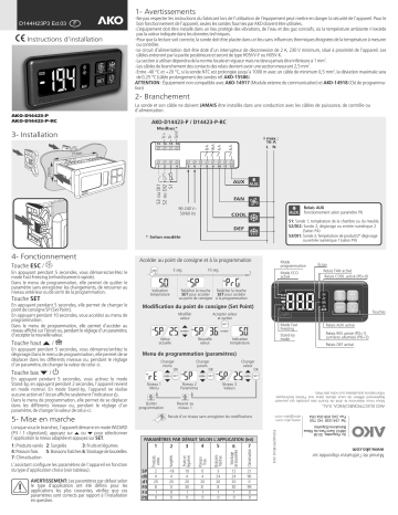 AKO Darwin Thermometers, thermostats and electronic controllers (4 power relays) Guide d'installation | Fixfr