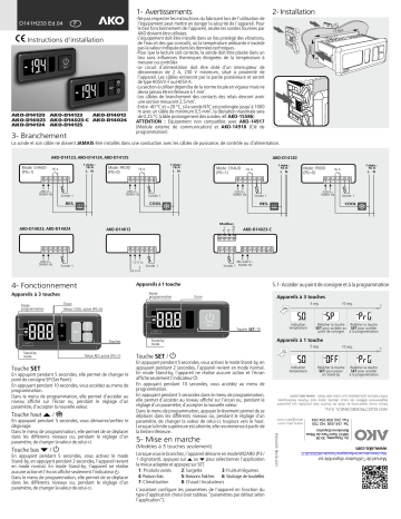 AKO Darwin Thermometers, thermostats and electronic controllers (0 y 1 relays) Guide d'installation | Fixfr