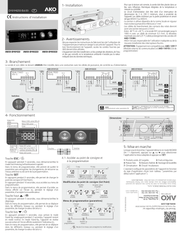 AKO Darwin Thermometers, thermostats and electronic controllers, Extended panel Guide d'installation | Fixfr