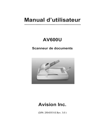 Avision AV600U Document Scanner Manuel utilisateur | Fixfr