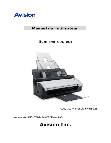 Avision AV50F Plus Document Scanner Manuel utilisateur | Fixfr