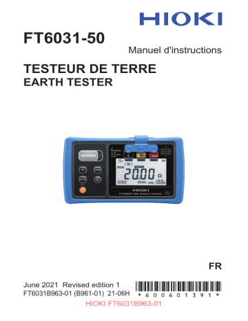 Hioki EARTH TESTER FT6031-50 Manuel utilisateur | Fixfr