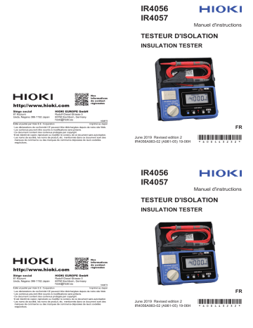 Hioki INSULATION TESTER IR4057-20 Manuel utilisateur | Fixfr