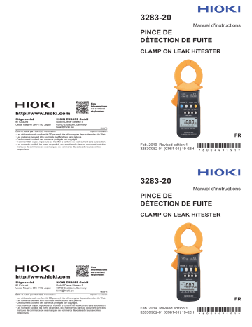 Hioki CLAMP ON LEAK HiTESTER 3283-20 Manuel utilisateur | Fixfr