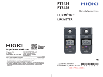 Hioki LUX METER FT3424,FT3425 Manuel utilisateur | Fixfr