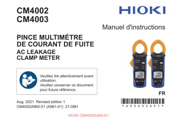 Hioki AC LEAKAGE CLAMP METER CM4002,CM4003 Manuel utilisateur | Fixfr