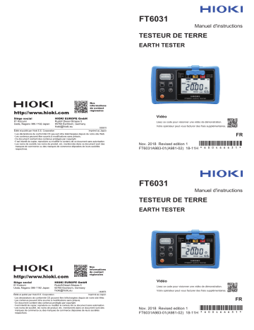 Hioki EARTH TESTER FT6031-03 Manuel utilisateur | Fixfr