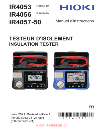 Hioki INSULATION TESTER IR4053-10, IR4056-20, IR4057-50 Manuel utilisateur | Fixfr