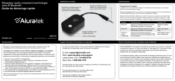Aluratek AIS11F iStream Bluetooth Audio Receiver | Wired Headphone Converter | Bluetooth 2 | 33 ft. Range Guide de démarrage rapide | Fixfr