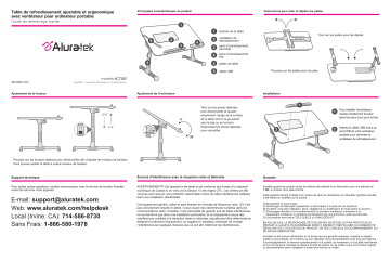 Aluratek ACT01F Adjustable Ergonomic Laptop Cooling Table Guide de démarrage rapide | Fixfr