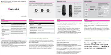 Aluratek AISM01F Bluetooth Audio Receiver Guide de démarrage rapide | Fixfr