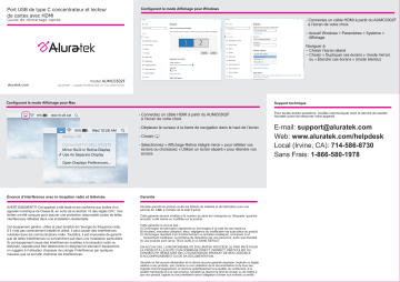 Aluratek AUMC0302F USB Type-C Multimedia Hub and Card Reader Guide de démarrage rapide | Fixfr
