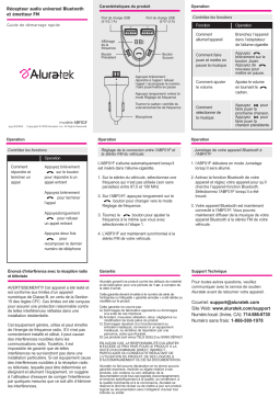 Aluratek ABF01F Bluetooth Audio Receiver and FM Transmitter Guide de démarrage rapide