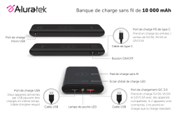 Aluratek AWPBQ10KF 10,000mAh Wireless Charging Power Bank Guide de démarrage rapide