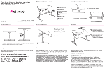 Aluratek ACT01FB Adjustable Ergonomic Laptop Cooling Table Guide de démarrage rapide | Fixfr