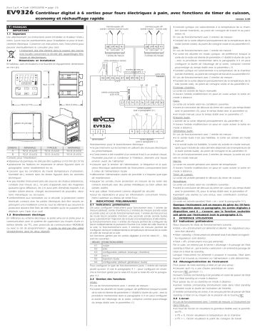 Evco EV9326J9 Thermotimer Manuel utilisateur | Fixfr