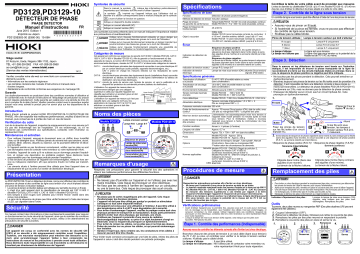 Hioki PHASE DETECTOR PD3129,PD3129-10 Manuel utilisateur | Fixfr