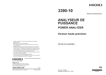 Hioki POWER ANALYZER 3390-10 Manuel utilisateur | Fixfr