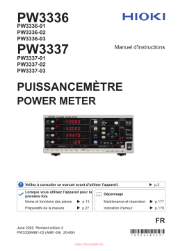 Hioki POWER METER PW3336, PW3336-01, PW3336-02, PW3336-03, PW3337, PW3337-01, PW3337-02, PW3337-03 Manuel utilisateur