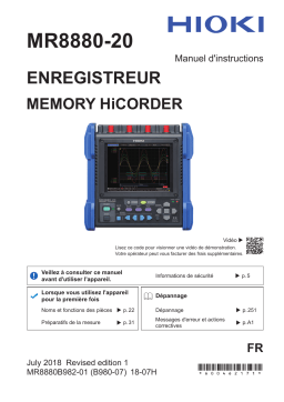 Hioki MEMORY HiCORDER MR8880-20 Manuel utilisateur