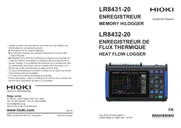 Hioki MEMORY HiLOGGER LR8431-20, HEAT FLOW LOGGER LR8432-20 Mode d'emploi | Fixfr