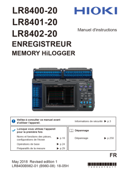 Hioki MEMORY HiLOGGER LR8400-20,LR8401-20,LR8402-20 Manuel utilisateur