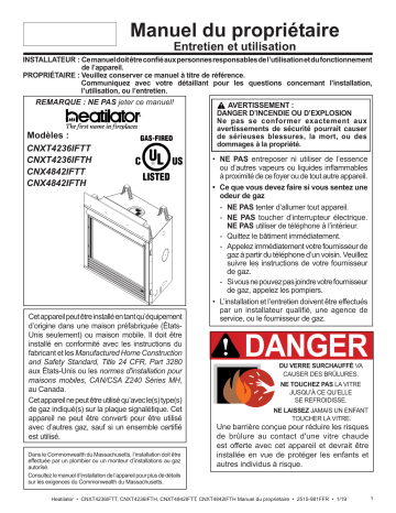 Heatilator Caliber nXt Gas Fireplace Manuel du propriétaire | Fixfr