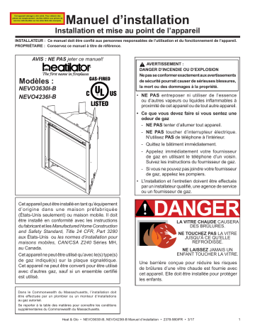 Heatilator NEVO-B Series Installation manuel | Fixfr