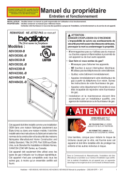 Heatilator Novus Gas Fireplace NDV-B Manuel du propriétaire