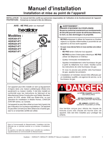 Heatilator Heirloom Series Gas Fireplace Installation manuel | Fixfr