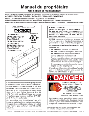 Crave See-Through Series Gas Fireplace | Heatilator Crave Series Gas Fireplace Manuel du propriétaire | Fixfr