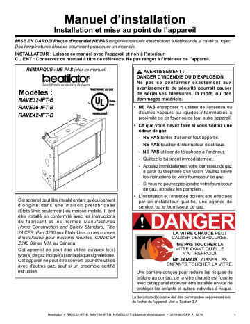 Heatilator Rave Series Gas Fireplace Installation manuel | Fixfr