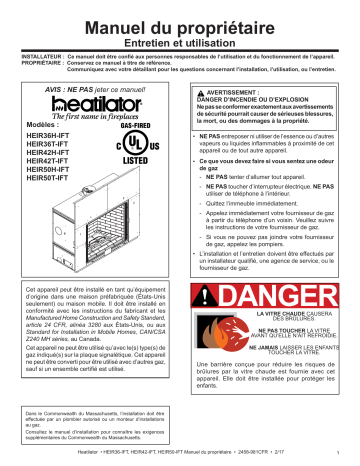 Heatilator Heirloom Series Gas Fireplace Manuel du propriétaire | Fixfr