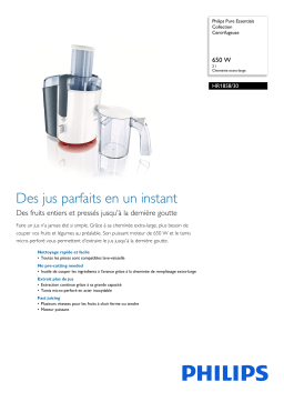 Philips HR1858/30 Pure Essentials Collection Centrifugeuse Manuel utilisateur