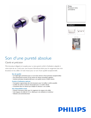 Philips SHE9621/00 Écouteurs intra-auriculaires Manuel utilisateur | Fixfr