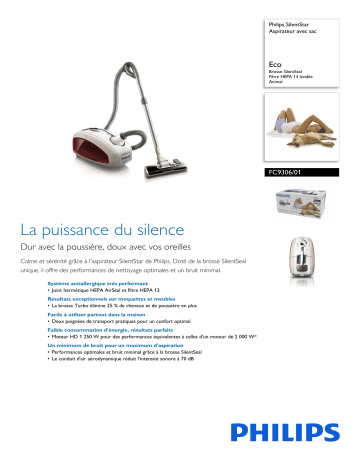 Philips FC9306/01 SilentStar Aspirateur avec sac Manuel utilisateur | Fixfr