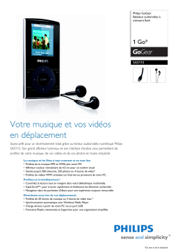 Philips SA5115/02 GoGear Baladeur audio/vidéo à mémoire flash Manuel utilisateur
