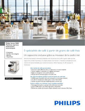 Philips EP5361/10 Series 5000 Machines espresso entièrement automatiques Manuel utilisateur | Fixfr