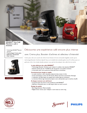 SENSEO® HD6563/61 SENSEO® Viva Café Machine à café à dosettes Manuel utilisateur | Fixfr