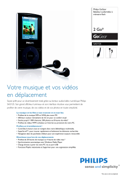 Philips SA5125/02 GoGear Baladeur audio/vidéo à mémoire flash Manuel utilisateur